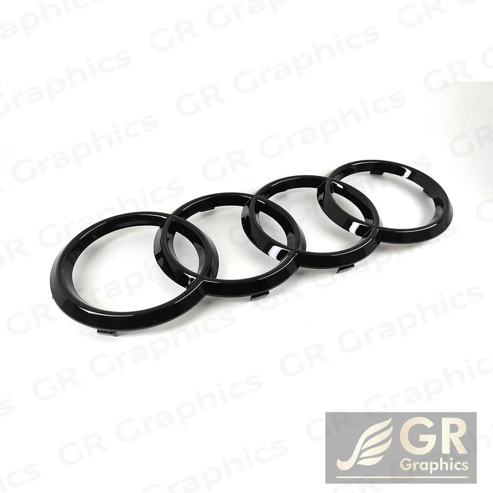 Audi Q3 TFSI 2015+ Front & Rear Rings Emblem Gloss Black 4 PCS Combo Set Foto 2 de 4