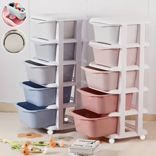 Plastic Drawer Storage Organizer Rolling Cart, with Wheels Casters&5 Drawers UK