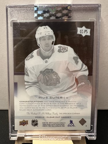 Pius Suter 2020-21 Upper Deck CLEAR CUT AUTO CC-PS Blackhawks Canucks Rookie - Picture 2 of 2