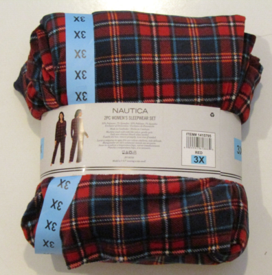 NAUTICA Blue Red Plaid Soft Lounge Sleepwear Pajamas Set XL NWT