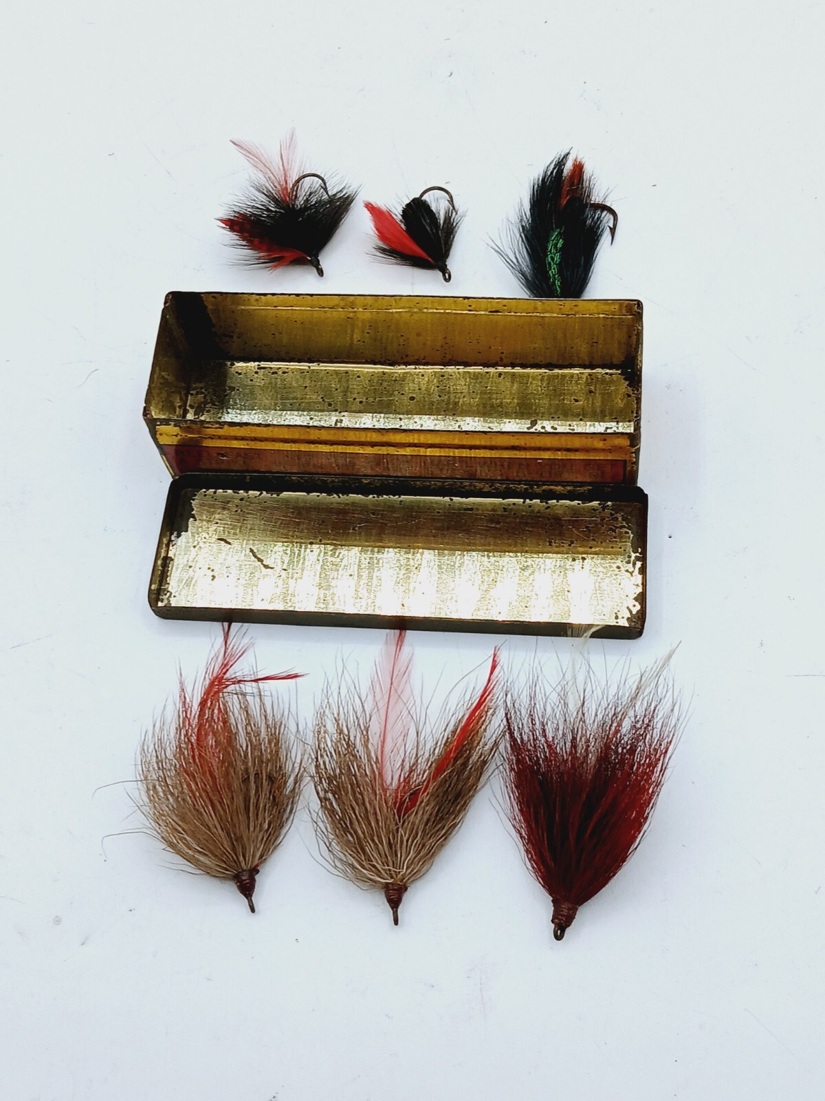 Vintage AL. Foss pork rind minnow Tin box w/ Fly Lures eBay