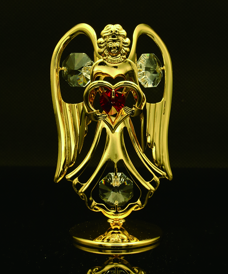 SWAROVSKI CRYSTAL ELEMENT JULY BIRTHSTONE RUBY ANGEL 24K GOLD