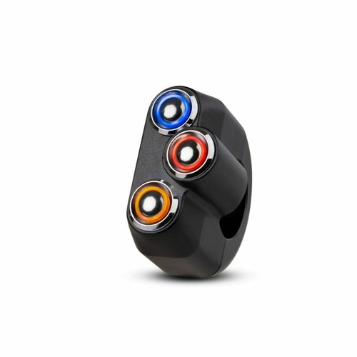 Rebelmoto 3-button billet LED handlebar switch (black). 22mm (7/8 inch ) bars - Picture 6 of 6