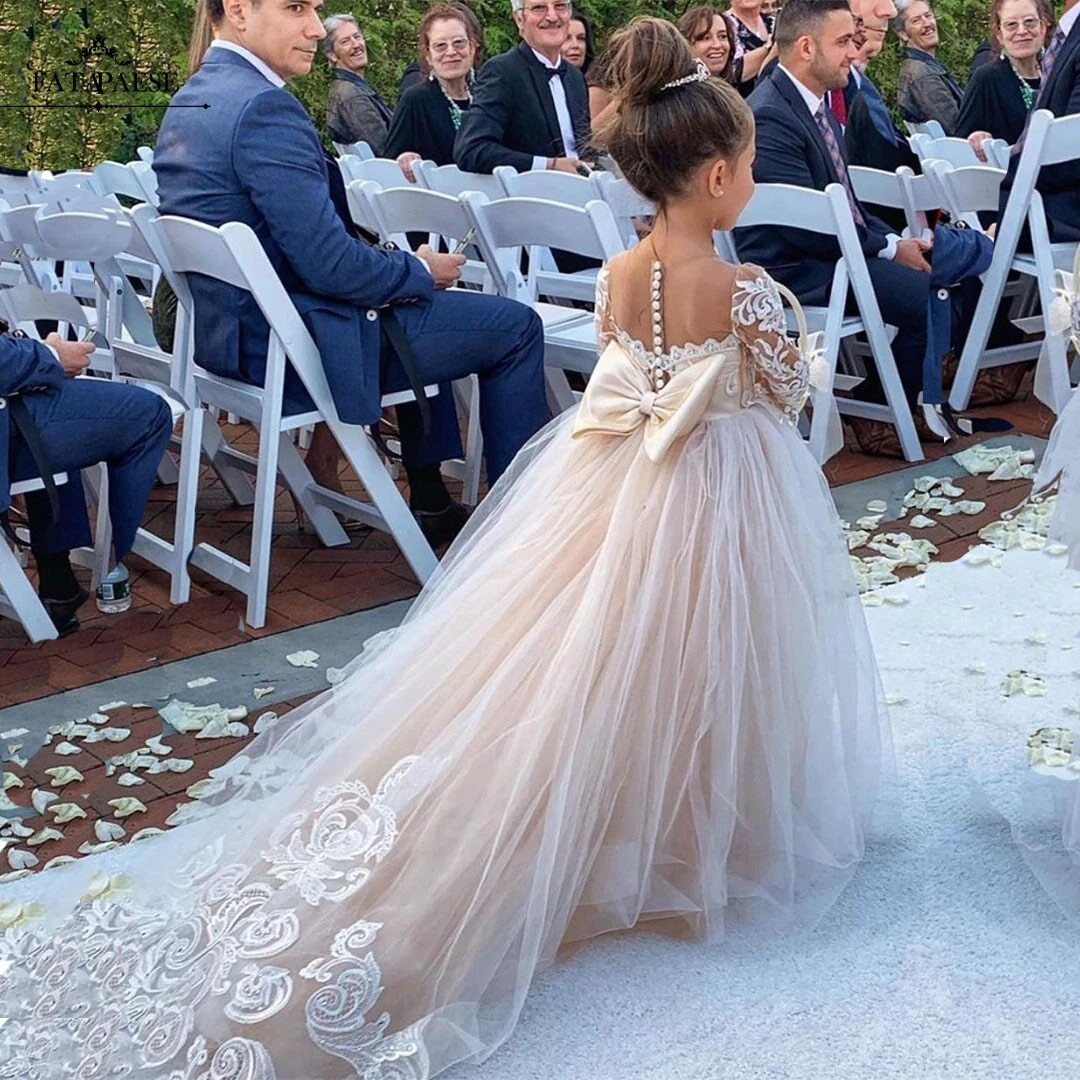 Lace Tulle Girls Dresses White for Child Wedding Parti Bridesmai Gown  Evening | eBay