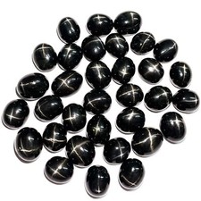 Natural Black Diopside Star Oval Cabochon Gemstone 9 Pcs 12 16-12 17 mm 109 CT
