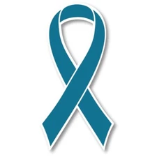 Teal Cervical and Ovarian Cancer Awareness Ribbon Car Magnet Decal Heavy Duty