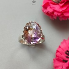 5.79gms Natural Amethyst Gemstone Oval Plain 925 Sterling Silver Adjustable Ring
