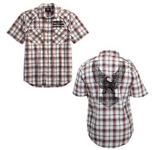 99266-19VM Camicia manica corta originale Harley Davidson uomo scozzese aquila S