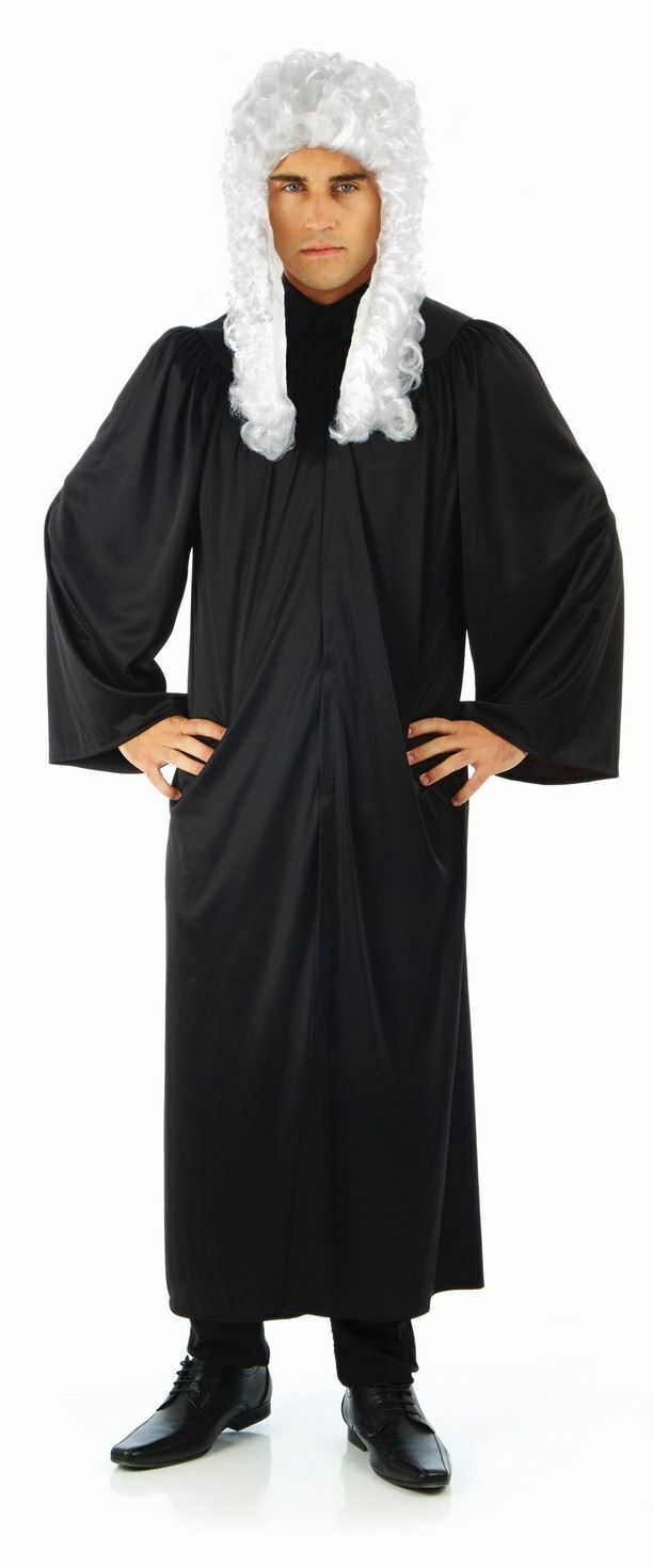 Adult Judge`s Robe Costume Women`s Men`s Court Barrister Law Gown Fancy Dress
