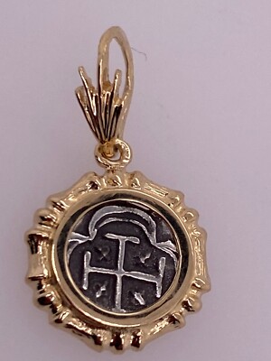 ATOCHA Coin Bamboo Pendant 14K Yellow Gold Treasure Shipwreck Coin Jewelry