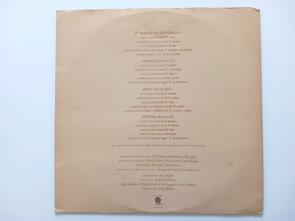 The Band NORTHERN LIGHTSSOUTHERN CROSS Vinyl LP Album Capitol ST11440