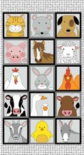Pen Pals By Andover Fabrics - Grey Farm Panel  347-C