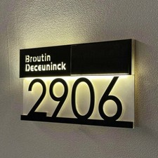 Solar LED Personalisierte Hausnummerleuchte beleuchtet mit LED Hausnummer Acryl