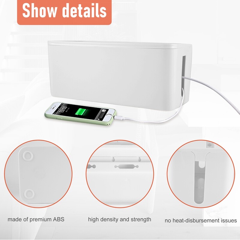 Cable Management Box, ABS Cable Organizer Cord Hider Box, Computer ...