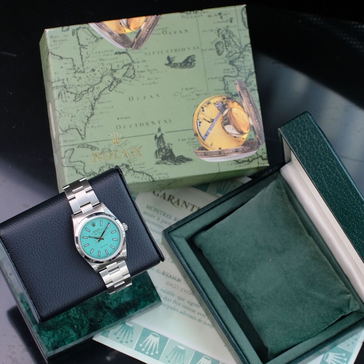 ROLEX MENS AIRKING STEEL CUSTOM TIFFANY DIAL 34MM WATCH ROLEX MENS AIRKING STEEL CUSTOM TIFFANY DIAL 34MM WATCH