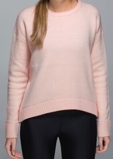Lululemon Merino Wool Yogi Crew Sweater Hearts Parfait Pink / White Size 4