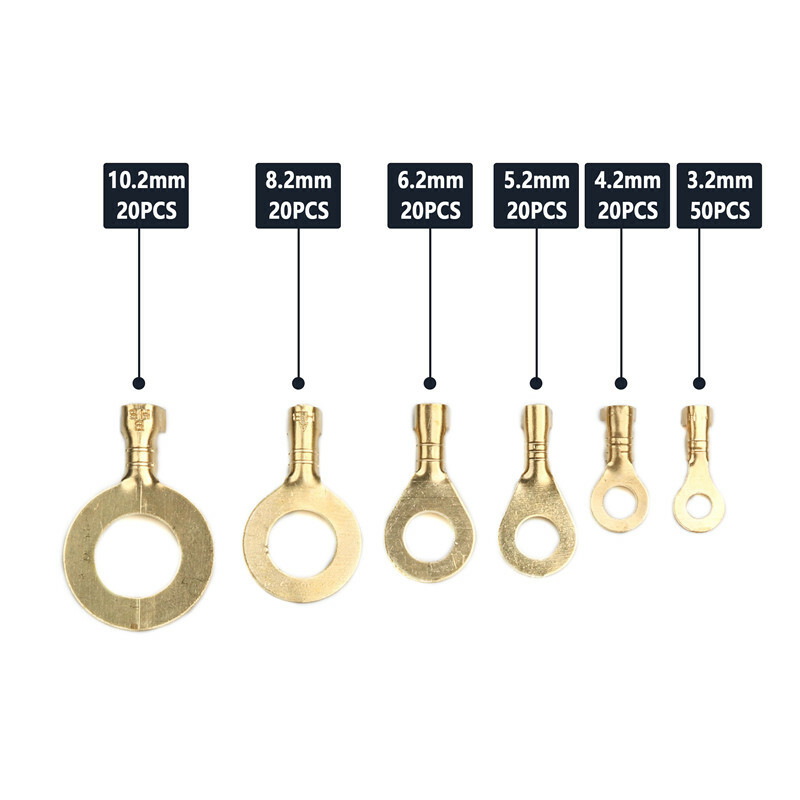 300-tlg Set Ringkabelschuhe Messing Crimp Ringösen Ringzungen Satz M3