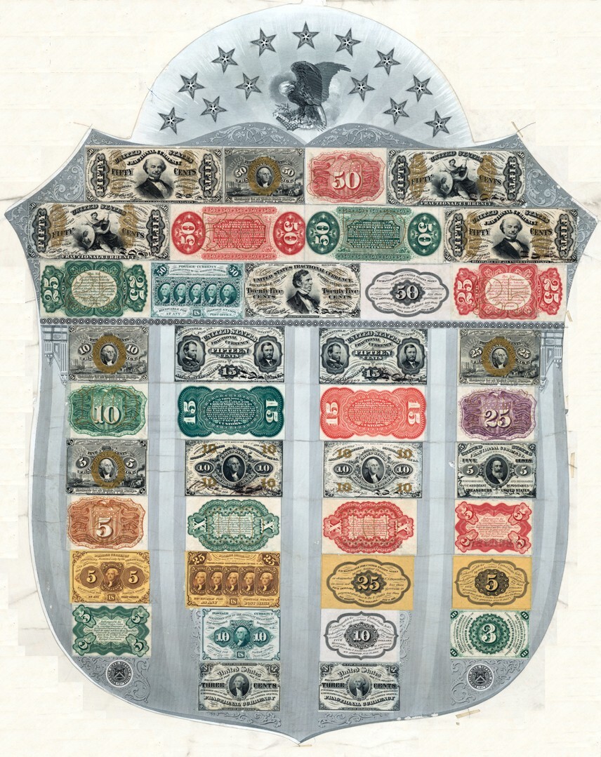 Specimen Fractional Currency Shield Obsolete without Advertising Print 24" x 30"