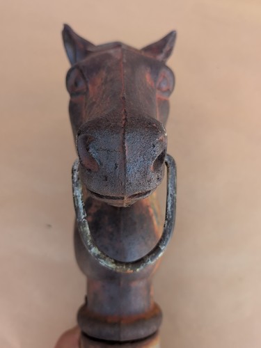 Antique Cast Iron Horse Head Hitching Post TieDown 10" Rustic Cowboy Horse Hitch - Picture 4 of 11