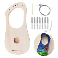 OriGlam Lyre Harp 7 String DIY Kit, Make Your Own Bass Wood, Lyres Wood beige