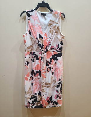 Donna Karan New York Womens 10 Floral Sheath V-Neck Sleeveless Stretch