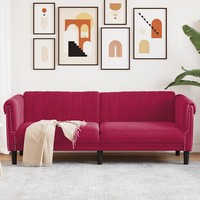 3-Sitzer Sofa Samt Weinrot Couch Modern Wohnzimmer