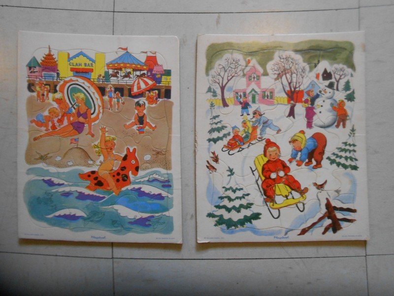 LOT OF 2 VINTAGE PLAYSKOOL CARDBOARD TRAY PUZZLES
