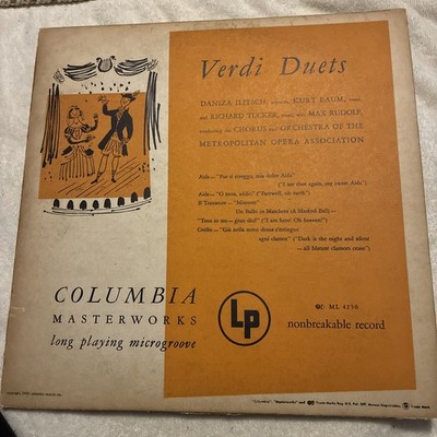 Verdi Duets Daniza Ilitsch, Kurt Baum, Richard Tucker Max Rudolf Conductor LP
