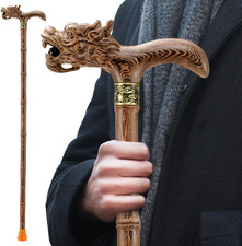 Wooden Cane, Hand Carved High-End Walking Cane for Men and Women, Lightweight De