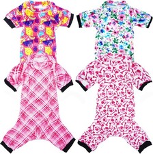 PET SHOW 4 Pack Small Dog Pajamas Cute Paw Bone Clothes for X-Large, Pink