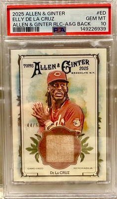 JERSEY NUMBER MATCH! 2025 Allen & Ginter Elly De La Cruz 44/50! POP 1! PSA 10!