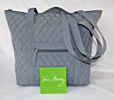 VERA BRADLEY Small Zip Tote Carbon Gray Microfiber - New w/o Tag