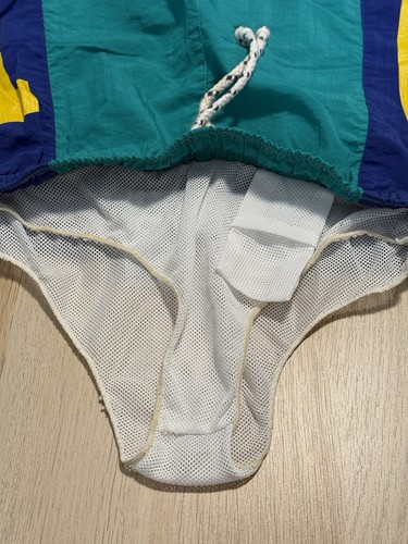 Vintage 90’s Boys IZOD Swim Trunks Shorts Spell Out Blue Color Block Size 5/6 - Picture 8 of 9