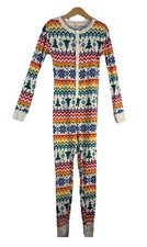 Old Navy Long John Holiday Pajamas Unisex Child 10 Multi Cotton Buttons