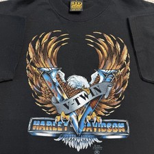 VTG 1986 Harley Davidson 3D Emblem V-Twin Eagle San Francisco USA T Shirt L