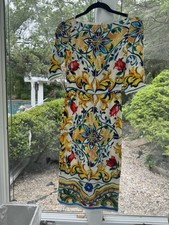 NWOT $2,950 Dolce & Gabbana Majolica Tile Print Silk Dress IT 36 US 0