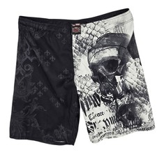 MMA Elite Brand Skull Graphic Shorts XL Black White Men’s Fight Gear BJJ Gym