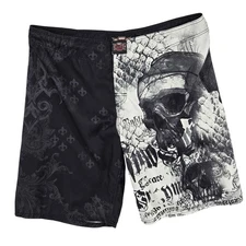 MMA Elite Brand Skull Graphic Shorts XL Black White Men’s Fight Gear BJJ Gym