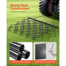 VEVOR Drag Harrow, 5 x 4.5 ft Durable Chain Harrow with 60 Sharp Teeth, Suitable