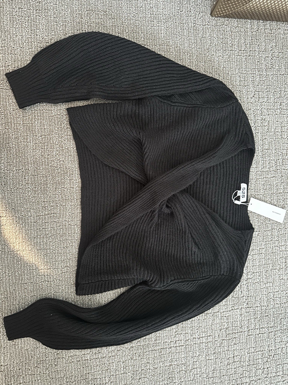 New 525 America Black Twist Front Sweater- Size Small