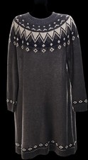 Ellos Fair Isle Wool Blend Sweater Dress 14/16 Long Sleeve