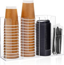 4-compartment acrylic coffee cup and lid storage rack Disposable paper cups