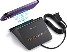 Multi-Device Charging Station, 100W GaN 6-Port USB C Charger Hub with 45W PD ...