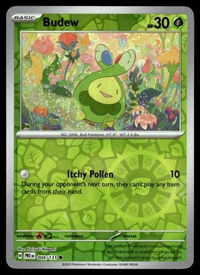Budew 004/131 Common Prismatic Evolutions Pokemon Reverse Holo NM Englisch