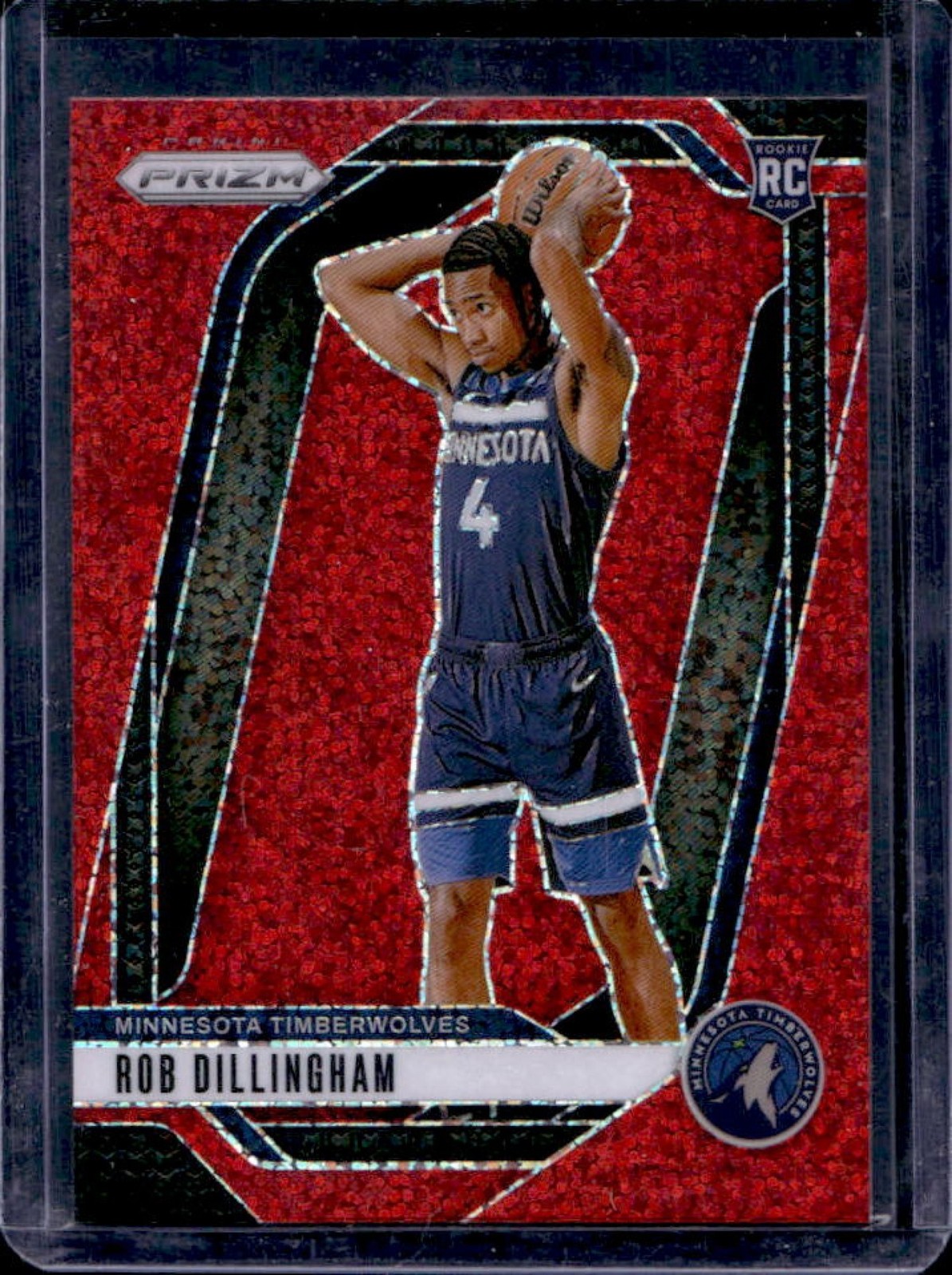 2024-25 Prizm Rob Dillingham RC Red Sparkle #250 Timberwolves