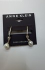 Anne Klein Gold Tone CZ Faux Pearl Lever Back Drop Earrings 6.7g — photo 1