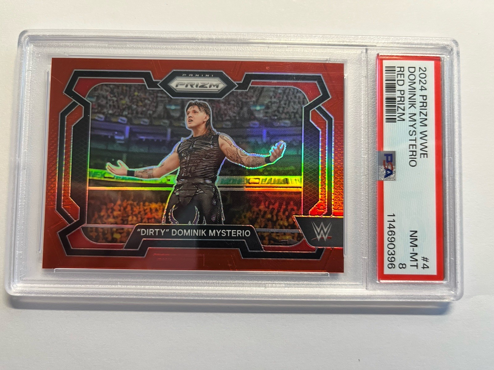2024 Panini Prizm WWE Dirty Dominik Mysterio #4 Red Prizm Refractor /299 B