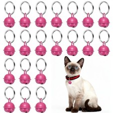 20Set 18mm Cat Bells, Copper Bells for Collars with Key Ring, Rose Red