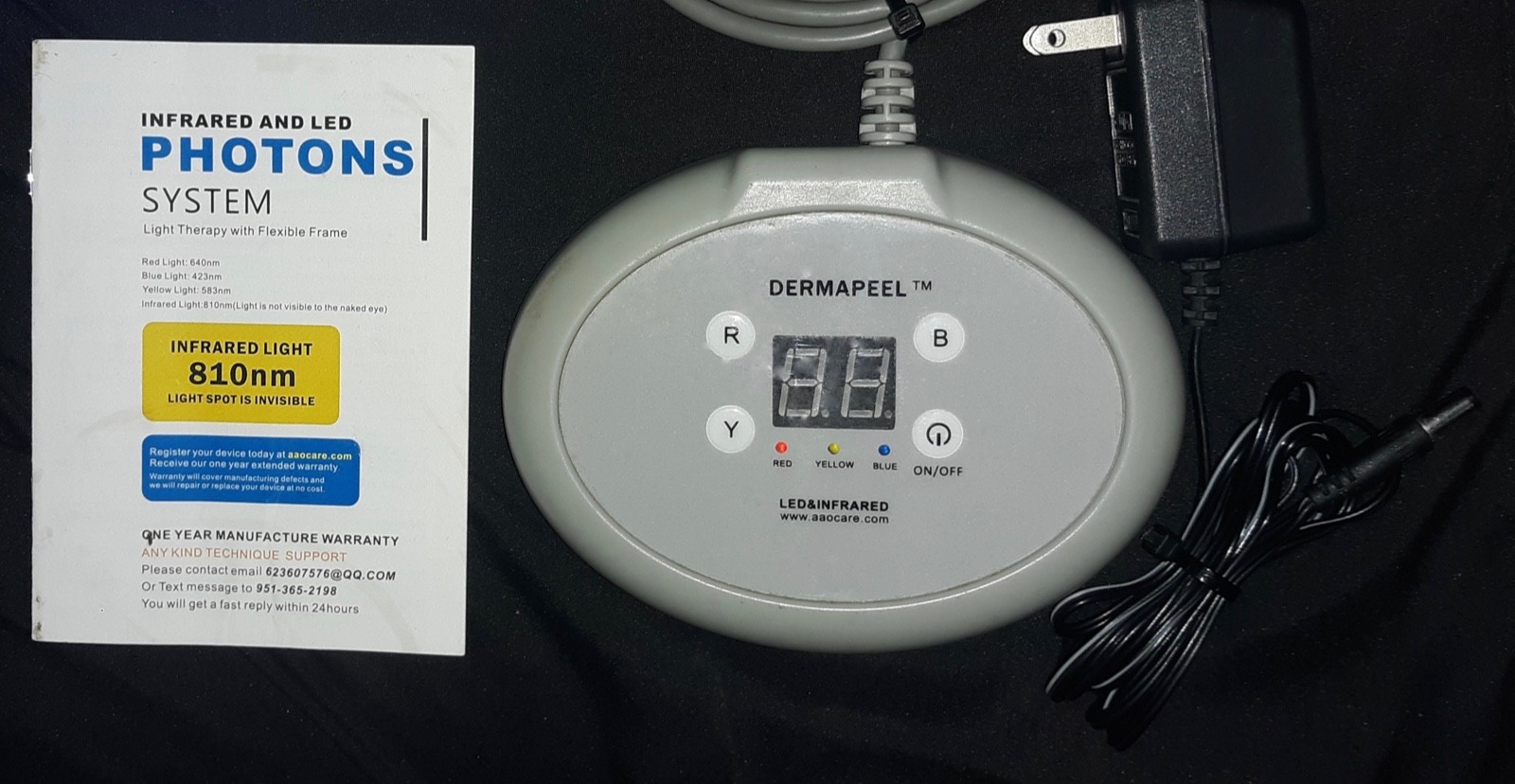 AAOCARE PHOTONS LED INFRARED LIGHT THERAPY SYSTEM 3 COLOR HYDRASKINCARE 810NM