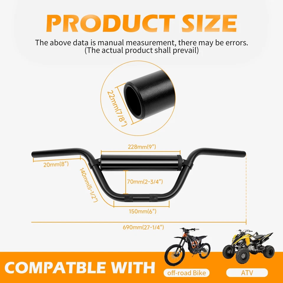 7/8'' 22mm Dirt Bike Handlebars For Honda XR50 XR100R XR200 XR500R XR650L CR125 - Image 2 of 4